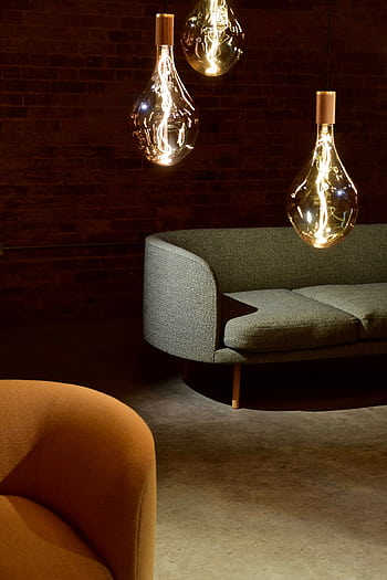Elegant modern living room with designer lighting and minimalistic furniture. HD phone wallpaper