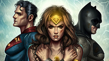 Illustration Of Wonder Woman Superman And Batman From Batman V Superman, superheroes, wonder-woman, batman, superman, batman-vs-superman, artist, artwork, digital-art, artstation HD wallpaper