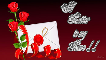 Letter To My Love, seal, ribbon, envelope, letter, Valentines Day, note red rose, love, hearts, red rosse, romantic HD wallpaper