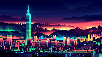 neon city, dwellings, neon, somewhere, lights HD wallpaper