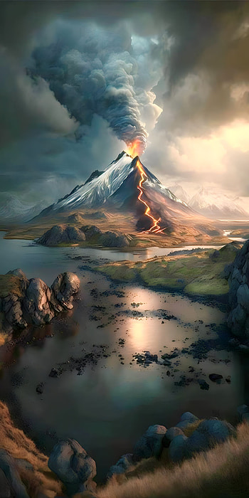AI Art, artistic, mountain HD phone wallpaper