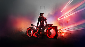 Tron: Ares — Neon Rider on Red Lightcycle ( Ultra ), Tron: Ares HD wallpaper