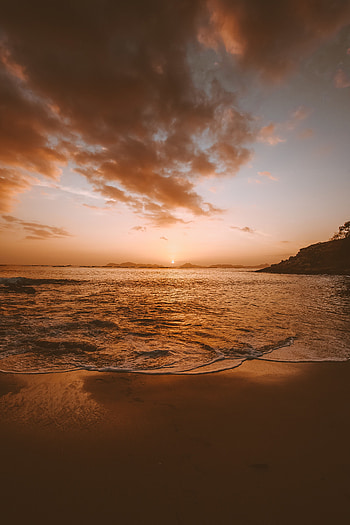 Landscape, Nature, Sunset, Sea, Twilight, Beach, Dusk HD phone wallpaper