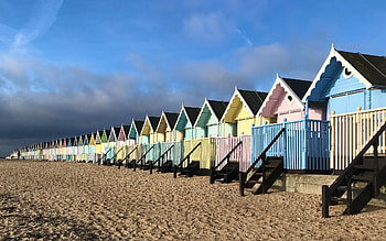 Storm Bringer Beach Huts, clouds, huts, UK, beach, England HD wallpaper