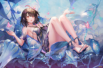 :), blue, atdan, manga, anime, girl HD wallpaper