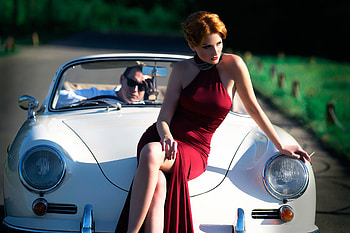 Women With Cars, women, girls, cars, white HD wallpaper