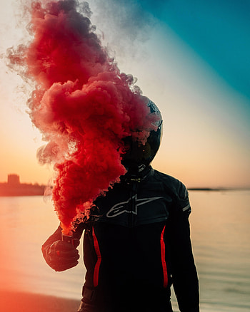 Smoke, Miscellanea, Miscellaneous, Motorcyclist, Helmet, Biker HD phone wallpaper