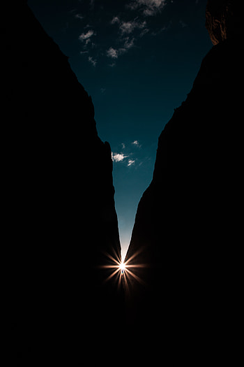 Night, Rocks, Dark, Shine, Light, Rays, Beams HD phone wallpaper