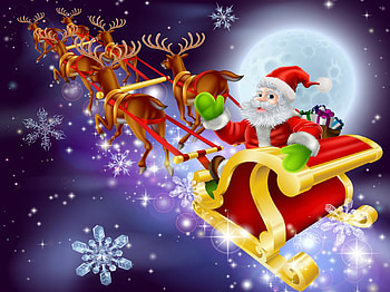 Happy holidays!, winter, flight, snowflakes, holiday, moon, snow, happy, santa, frost, smile, beautiful, sleigh, christmas, view, funny, sky, deers, joy HD wallpaper