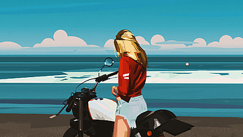 Blonde Biker Girl Minimal Art, biker, minimalism, minimalist, artist, artwork, digital-art, artstation HD wallpaper