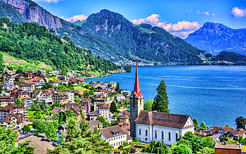 Lucerne, R, swiss cities, cityscapes, mountains, Switzerland, Lake Lucerne, Europe HD wallpaper
