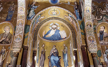 Palatine Chapel, Palermo, Sicily, Jesus, dome, saints, Mary, Italy, church, icon HD wallpaper