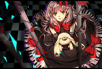 I'm Trapped, prison, trapped, anime, alone, bows, girl, stuffed animal, dress HD wallpaper