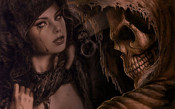 Death, skelet, fantasy, woman HD wallpaper