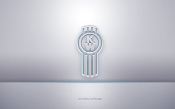 Kenworth 3d white logo, gray background, Kenworth logo, creative 3d art, Kenworth, 3d emblem HD wallpaper
