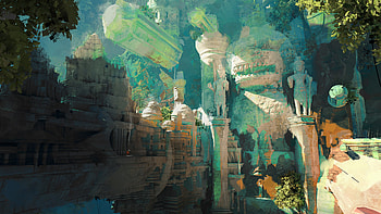 Enchanted Ruins: Fantasy Statue, fantasy, statue HD wallpaper