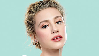 Beautiful Close View Of Lili Reinhart Girl Model Face In Light Blue Color Background Girls HD wallpaper