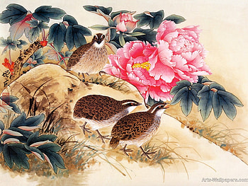 Chinese art, painting, bird, art, flower, chinese HD wallpaper
