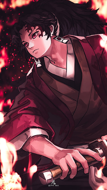 YORIICHI 太陽, art, kimetsunoyaiba, tanjiro, demonslayer, kimetsu, kokushibo, fire, demon, anime HD phone wallpaper