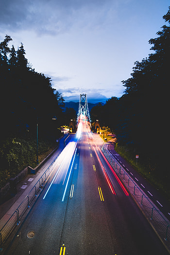 Cities, Canada, Road, Movement, Traffic, Night City, Bridge, Vancouver HD phone wallpaper