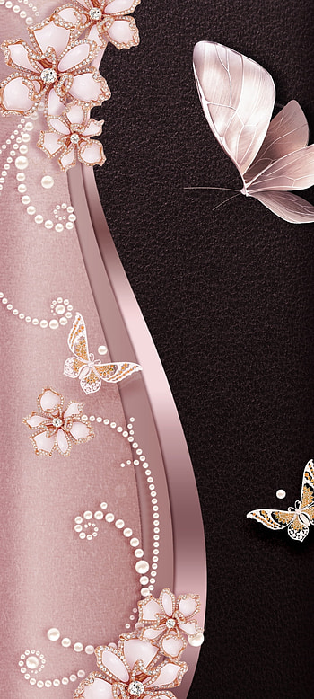 Streamer butterfly, embellishment, Butterflys, diamond, flowers, product, Metalink, luxury HD phone wallpaper