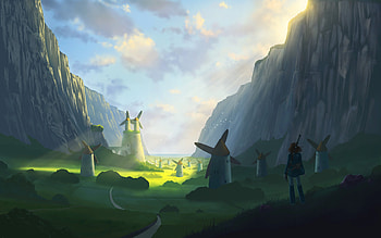 Nausicaa of the Valley of the Wind, Studio Ghibli classic, Scenic backgrounds, Studio Ghibli tribute HD wallpaper