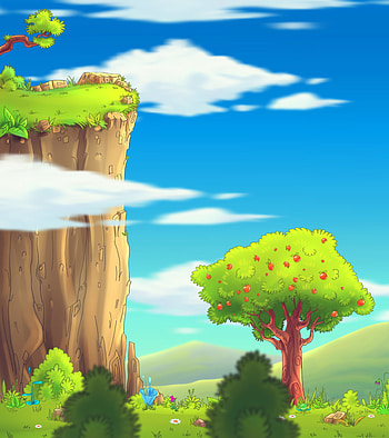 Landscape, Grass, Art, Bush, Wood, Tree, Hills, Apple Tree HD phone wallpaper