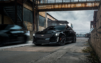 2022, Cadillac CTS-V, exterior, front view, black CTS-V, black sedan, american cars, Cadillac HD wallpaper