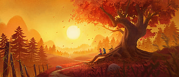 Romance, Landscape, Sunset, Art, Couple, Pair HD wallpaper