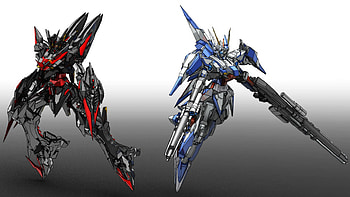 Black & White Gundam, blue, white, black, mecha, gundam HD wallpaper