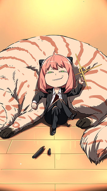 Spy x Family, art, Anime, mouth, cat, Anya_forger HD phone wallpaper