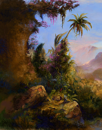 Flowers, Art, Palms, Paint, Painting, Canvas HD phone wallpaper