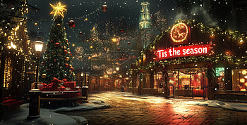: Enchanting Christmas Town, Tis the Season!, christmas town, christmas tree HD wallpaper