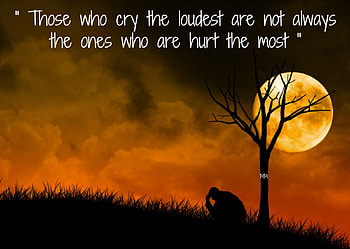 Cry, night, words, quotes, sad, moon, hurt, evening, sayings HD wallpaper