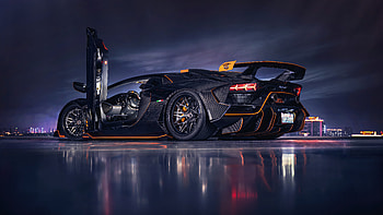 Dark Lamborghini Aventador V12, car, vehicle, Lamborghini, Lamborghini Aventador HD wallpaper