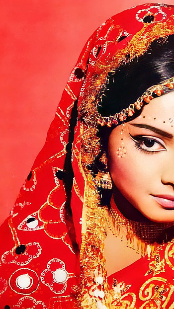 Rekha, bollywood actress, vintage, bride HD phone wallpaper