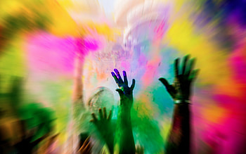 Crowd holidays color, Abstract graphy, Hands in action, Vibrant powder HD wallpaper