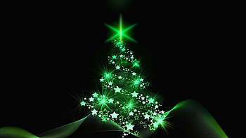 Green Glare Stars Christmas Tree In Black Background Christmas HD wallpaper