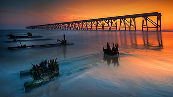 Bridge at sunset, Nature, at, sunset, Bridge HD wallpaper