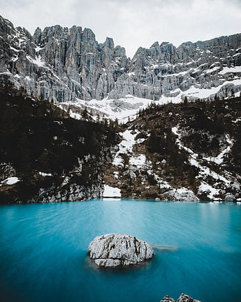 Landscape, Nature, Mountains, Rocks, Lake, Snow Covered, Snowbound HD phone wallpaper