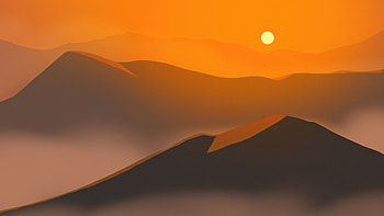 Desert Dunes At Sunset, dunes, mountains, sun, artist, artwork, art, digital-art, deviantart HD wallpaper