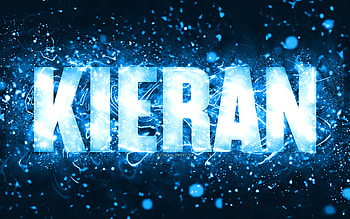 Happy Birtay Kieran, , blue neon lights, Kieran name, creative, Kieran Happy Birtay, Kieran Birtay, popular american male names, with Kieran name, Kieran HD wallpaper