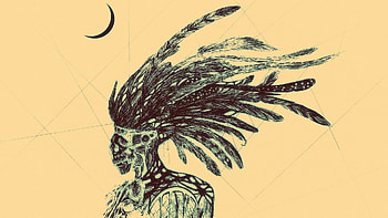 digital art, artwork, minimalism, selective coloring, lines, feathers, skeleton HD wallpaper
