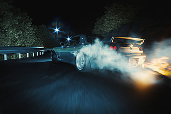 Mazda Rx7 Drifting Night , mazda-rx7, mazda, cars, drifting, drifting-cars, behance HD wallpaper