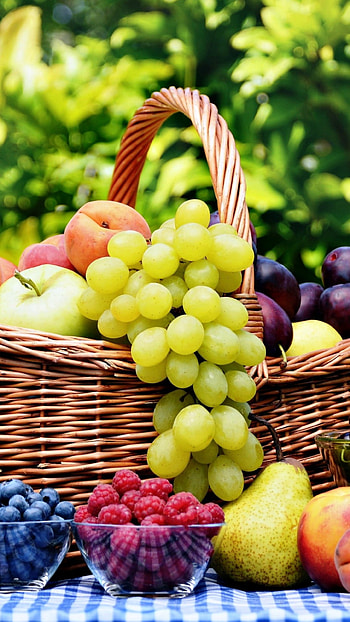 Fruit basket, Grapes HD phone wallpaper