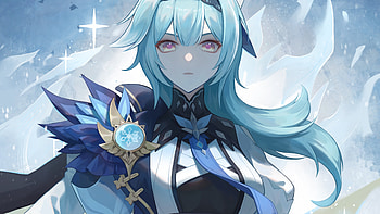 Blue Long Hair Eula Genshin Impact HD wallpaper