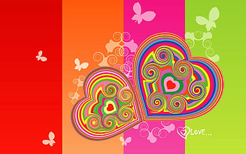 Hearts, Love, Multicolored, Motley, Stripes, Streaks HD wallpaper