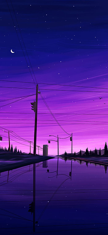 Purple night. Purple city, Mkb , Purple aesthetic background, Purple Skyline HD phone wallpaper