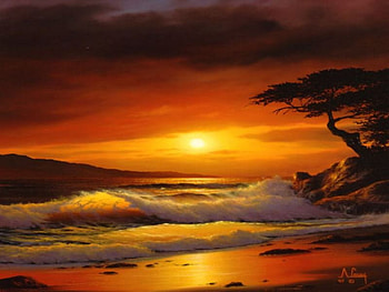 orange tide, beack, sky, tide HD wallpaper