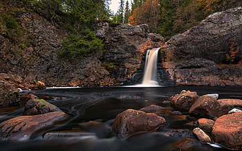Nature, Water, Trees, Stones, Rocks, Waterfall HD wallpaper